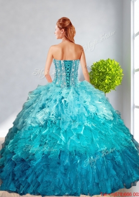 2016 Summer Cheap Multi Color Quinceanera Gown with Ruffles and Beading