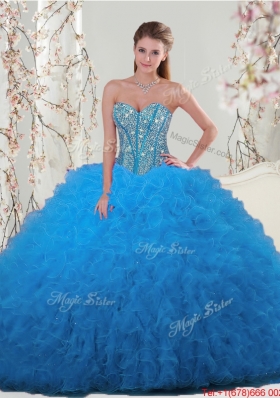 2016 Summer Discount Sweetheart Beaded and Ruffles Detachable Quinceanera Dresses