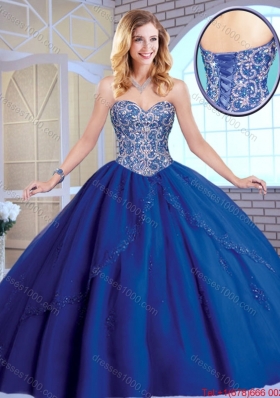 Classical Beading Sweetheart Quinceanera Gowns in Royal Blue