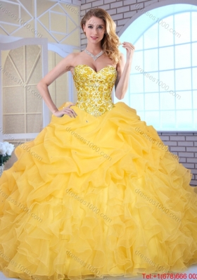 Elegant Yellow Quinceanera Gowns with Beading and Ruffles