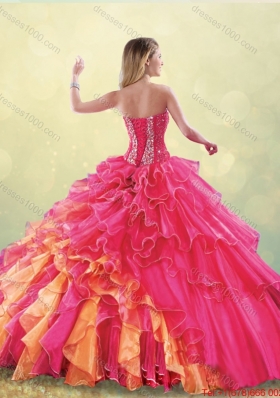 2015 Fall Gorgeous Multi Color Detachable Quinceanera Dresses with Beading and Ruffles