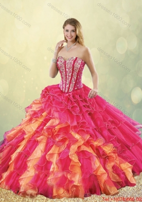 2015 Fall Gorgeous Multi Color Detachable Quinceanera Dresses with Beading and Ruffles