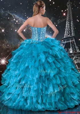 2016 Artistic Ball Gown Beaded Detachable Quinceanera Gowns in Blue