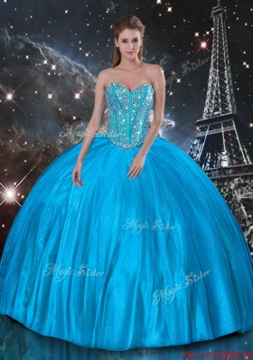 2016 Artistic Ball Gown Beaded Detachable Quinceanera Gowns in Blue