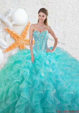 2016 Elegant Beading Sweetheart Quinceanera Dresses in Aqua Blue