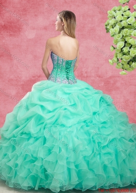 2016 Elegant Summer Apple Green Quinceanera Dresses with Beading and Ruffles