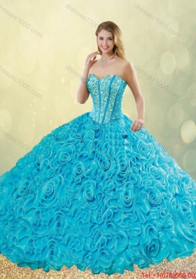 2016 Exquisite Aqua Blue Quinceanera Dresses with Beading