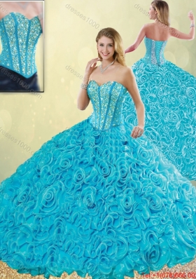 2016 Exquisite Aqua Blue Quinceanera Dresses with Beading