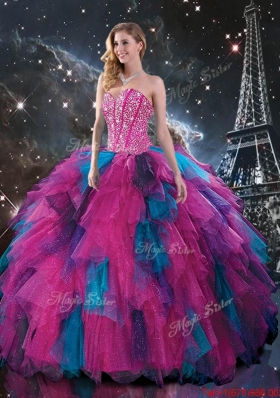 2016 Feminine Multi Color Sweetheart Quinceanera Dresses with Beading