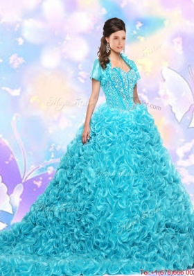 2016 Gorgeous Aqua Blue Quinceanera Dresses with Beading and Ruffles