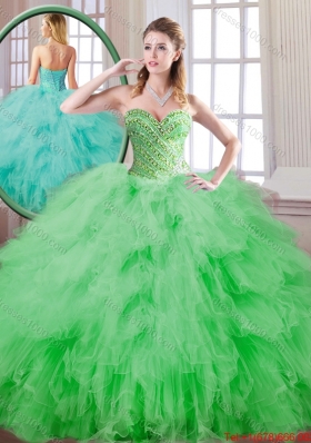 2016 Popular Ball Gown Quinceanera Dresses with Beading and Ruffles