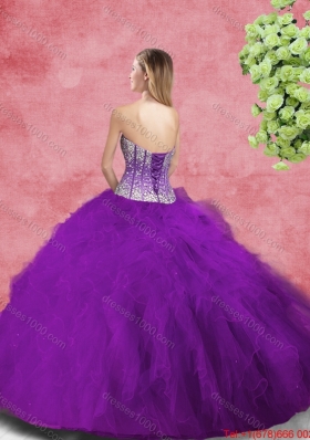 2016 Popular Sweetheart Beaded and Ruffles Sweet 16 Dresses in Purple