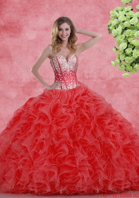 2016 Pretty Sweetheart Beaded Quinceanera Dresses with Ruffles