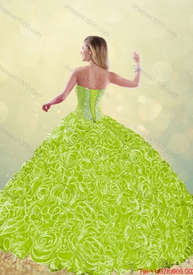 2016 Spring Modest Rolling Flowers Quinceanera Gowns with Sweetheart