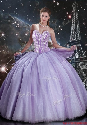 2016 Suitable Sweetheart Lavender Tulle Sweet 16 Dresses with Beading