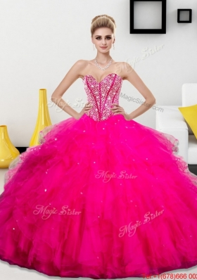 2016 Wonderful Beading and Ruffles Sweetheart Quinceanera Dresses