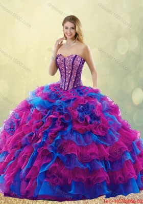 Classical 2016 Multi Color Detachable Quinceanera Gowns with Beading