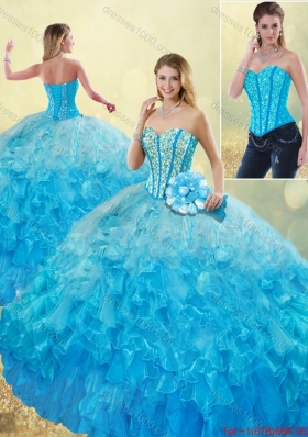 Elegant 2016 Beading and Ruffles Quinceanera Gowns with Sweetheart