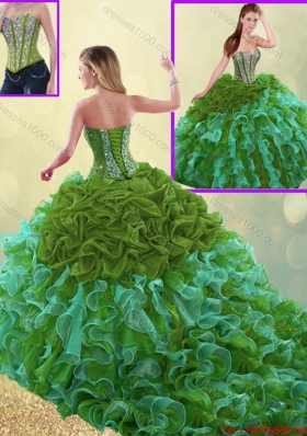 Exquisite Sweetheart Detachable Quinceanera Gowns with Beading and Ruffles