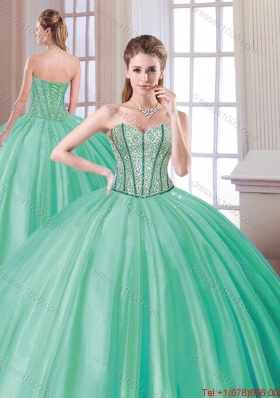 Fashionable 2016 Spring Beading Quinceanera Dresses in Turquoise