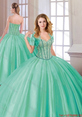 Fashionable 2016 Spring Beading Quinceanera Dresses in Turquoise
