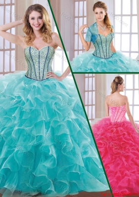 Fashionable Hot Sale Beading and Ruffles Quinceanera Dresses with Sweetheart