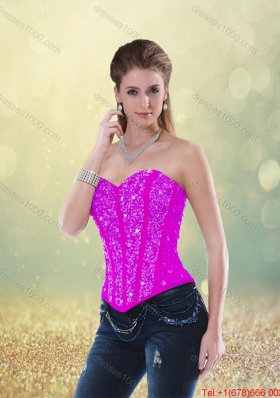Fashionable Sweetheart Beading Quinceanera Dresses in Fuchsia