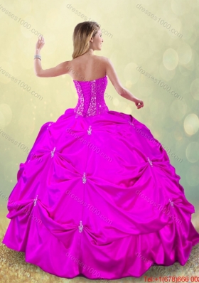 Fashionable Sweetheart Beading Quinceanera Dresses in Fuchsia