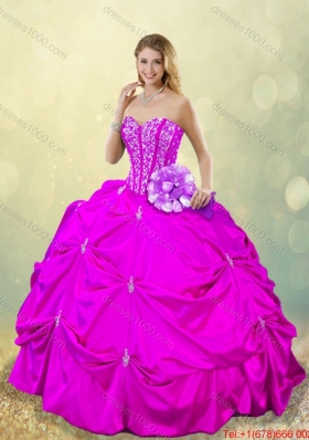 Fashionable Sweetheart Beading Quinceanera Dresses in Fuchsia