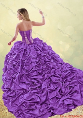 Hot Sale Turquoise Detachable Quinceanera Dresses with Brush Train for 2016 Spring