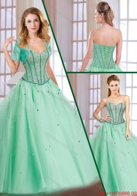 Latest Beading Lace Up Quinceanera Gowns with Sweetheart for 2016