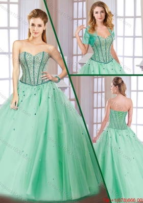 Latest Beading Lace Up Quinceanera Gowns with Sweetheart for 2016