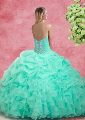 Luxurious Apple Green Quinceanera Gowns with Beading and Ruffles