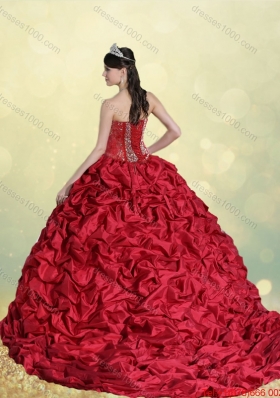 Luxurious Beading and Pick Ups Sweet 16 Dresses with Brush Train