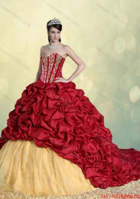 Luxurious Beading and Pick Ups Sweet 16 Dresses with Brush Train