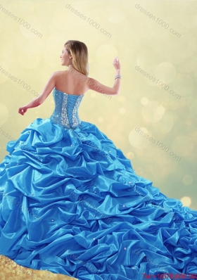 Luxurious Beading Blue Detachable Quinceanera Gowns with Sweetheart