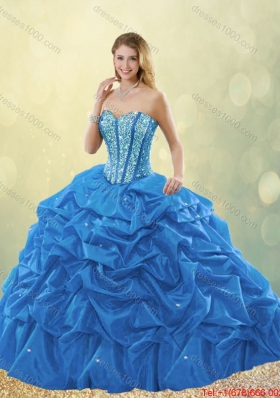 Luxurious Beading Blue Detachable Quinceanera Gowns with Sweetheart