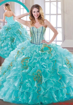 New Arrivals Aqua Blue Quinceanera Dresses with Beading and Ruffles