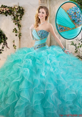 New Arrivals Beading Aqua Blue Quinceanera Gowns with Sweetheart