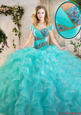 New Arrivals Beading Aqua Blue Quinceanera Gowns with Sweetheart