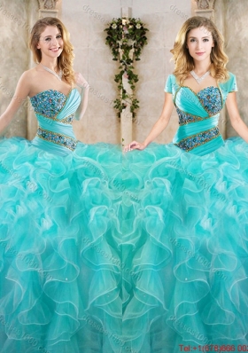 New Arrivals Beading Aqua Blue Quinceanera Gowns with Sweetheart