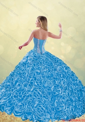 New Style Blue Quinceanera Dresses with Brush Train for 2016