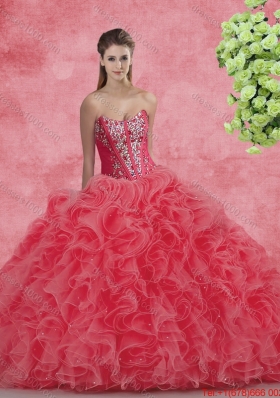 New Style Strapless Beaded and Ruffles Quinceanera Dresses for 2016