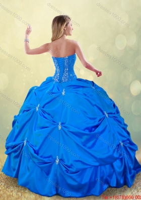 Popular Fall Blue Quinceanera Gowns with Pick Ups