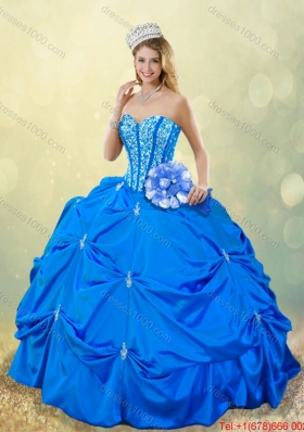 Popular Fall Blue Quinceanera Gowns with Pick Ups