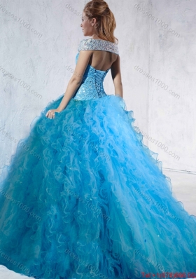 Fashionable Beaded and Laced 2016 Quinceanera Gowns with Brush Train