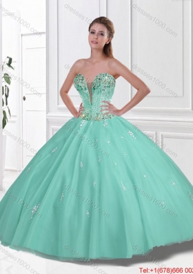 New Style Sweetheart Beaded Quinceanera Gowns in Apple Green