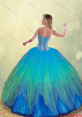 2016 Elegant Beading Ball Gown Sweet 16 Dresses in Multi Color