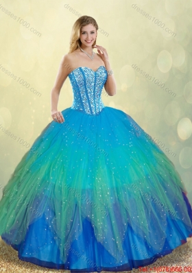 2016 Elegant Beading Ball Gown Sweet 16 Dresses in Multi Color