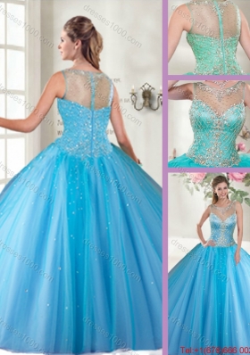 Beautiful Scoop Tulle Sweet 16 Dresses with Beading